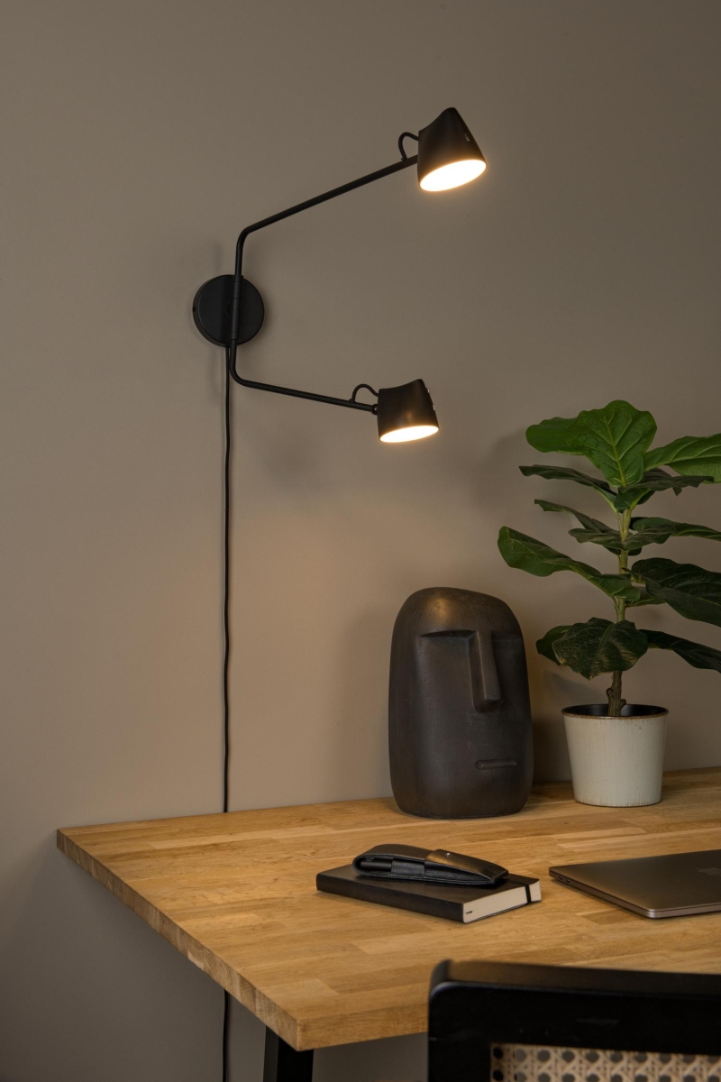 Lucide MILNE - Nástenné svietidlo - LED Dim. - 2x8W 2700K - Čierna